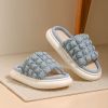 Summer Linen Slippers Women Girl Home Fluffy Casual Outdoor Indoor House Couple Thick Sole Sandals Soft Comfortable Four Seasons