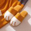 Spring Autumn Winter Fleece Slippers Women Men Warm Home Indoor House Fluffy Casual Cat Paw Cute Plush Shoes Soft Comfortable