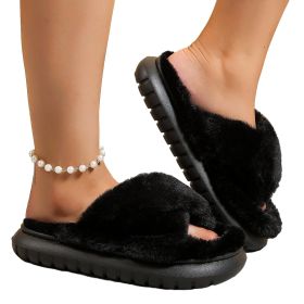 Women's Fuzzy Slippers Plush Fluffy Furry Home Shoes (size: 40-41)