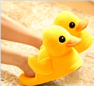 Winter Women Warm Indoor Slippers Ladies Fashion Cute Yellow Duck (Shoe Size: 6)